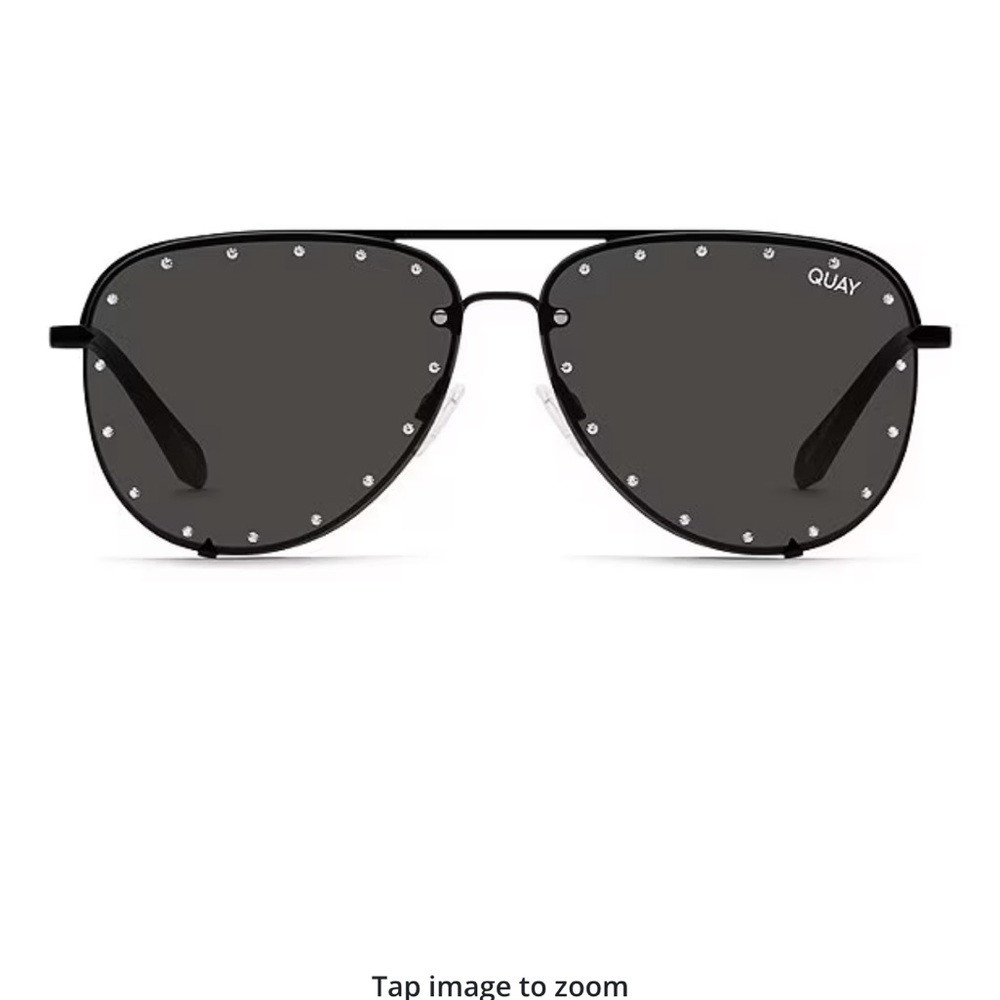 Quay Australia  Black “HIGH KEY “ Rhinestone Sunglasses w/ Case